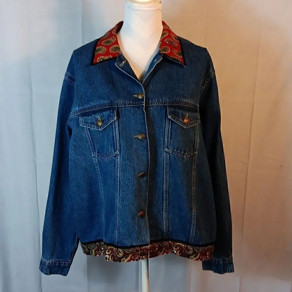 Agapo Patchwork Paisley Denim Jacket